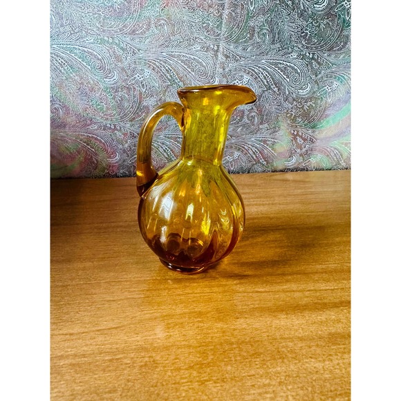 Vintage hand blown glass pitcher Amber/Maganese - Picture 6 of 9